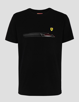 MEN’S BLACK T-SHIRT WITH RACE CAR PRINT
