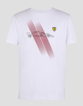 MEN’S WHITE T-SHIRT WITH RACE CAR PRINT