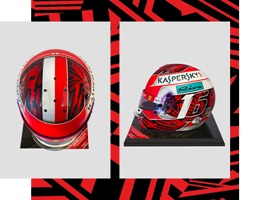 SHOP THE LIMITED EDITION, AUTOGRAPHED 1:1 SCALE CHARLES LECLERC 2019 SPA GP REPLICA HELMET