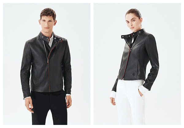 Half-body woman amd man wearing Roma Jacket