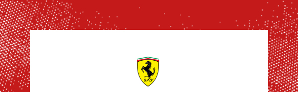 Yellow Ferrari Shield on a red background