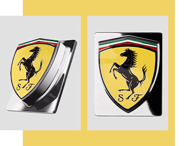 SECOND LIFE DECORATIVE ITEM WITH ENAMELED SHIELD ON AN ALUMINUM ALLOY BASE, MADE IN ITALY
