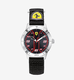 KIDS' BLACK AND SILVER ACADEMY WATCH WITH PATCHES.