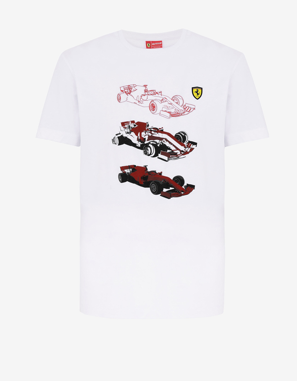 Men's white jersey T-shirt with Formula 1 single-seater print