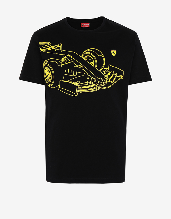 Men's black jersey T-shirt with Formula 1 single-seater technical design