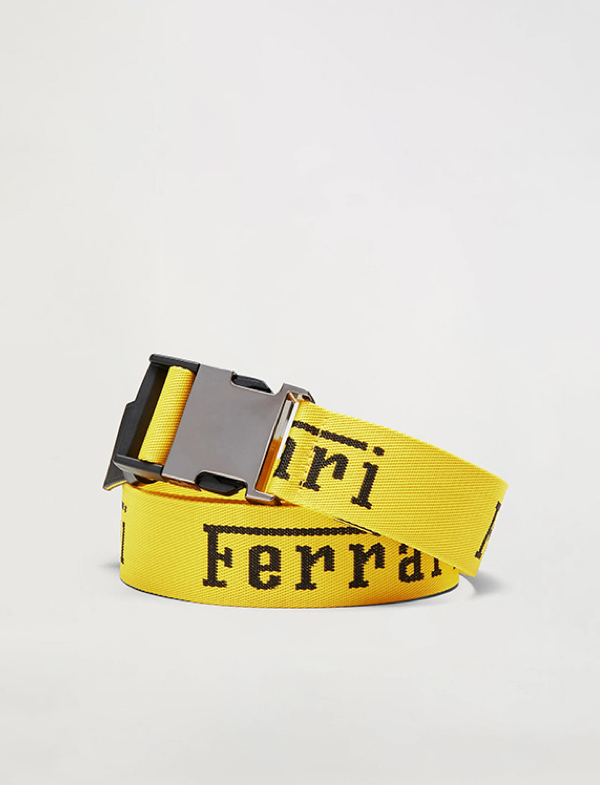 Ribbon belt with Ferrari logo and metal buckle