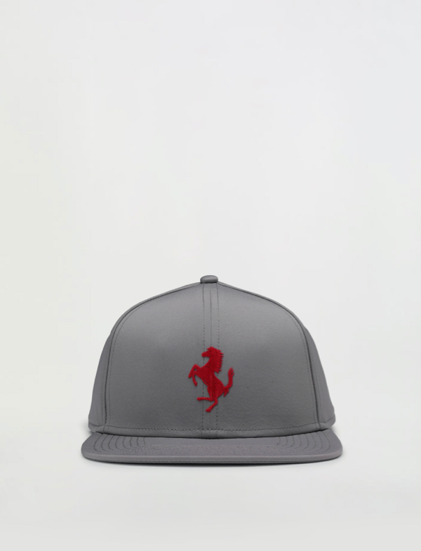 Grey cap with flat peak and Prancing Horse