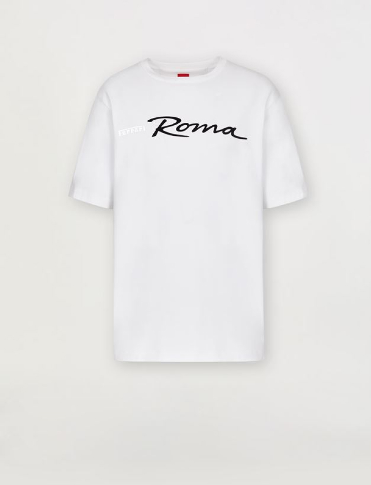 Cotton-jersey T-shirt with Ferrari Roma logo