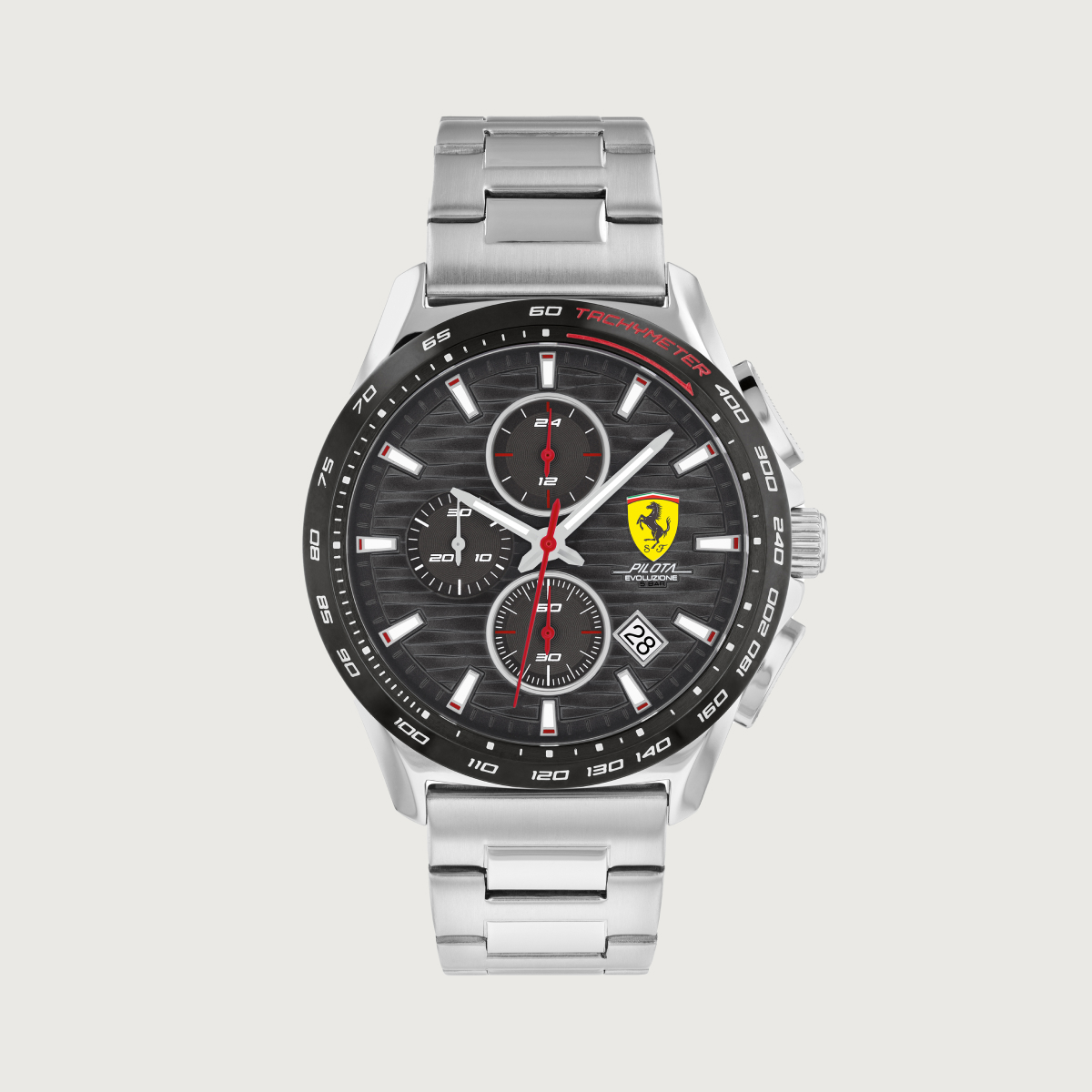 Pilota Evo cronograph watch with grey dial and steel band