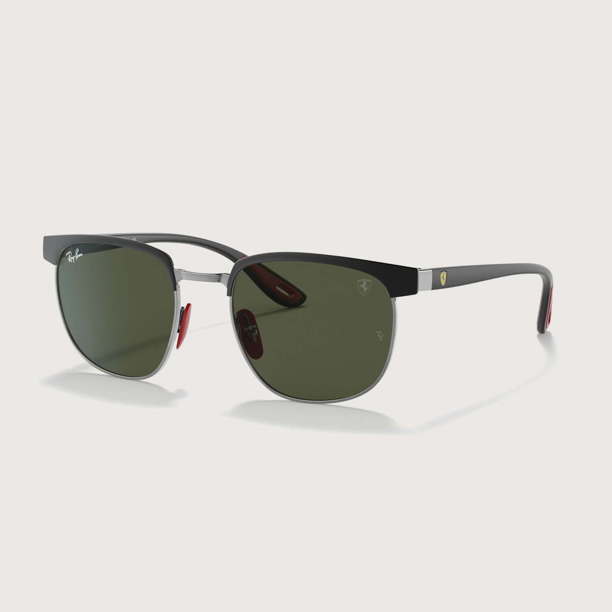 Black and gunmetal Ray-Ban for Scuderia Ferrari sunglasses with dark green lenses