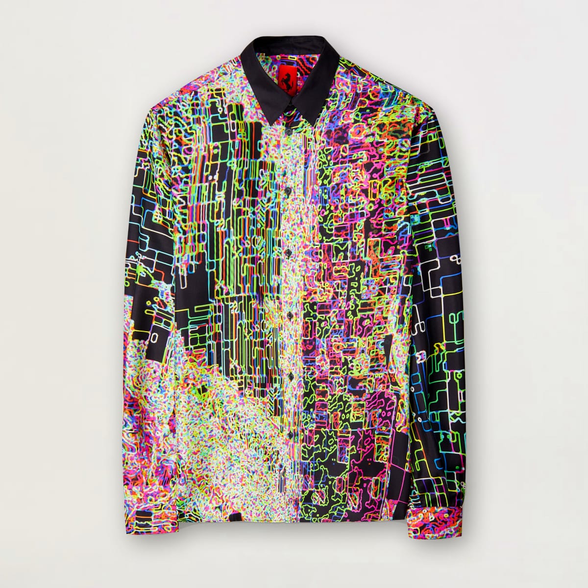 Silk shirt with multicoloured print