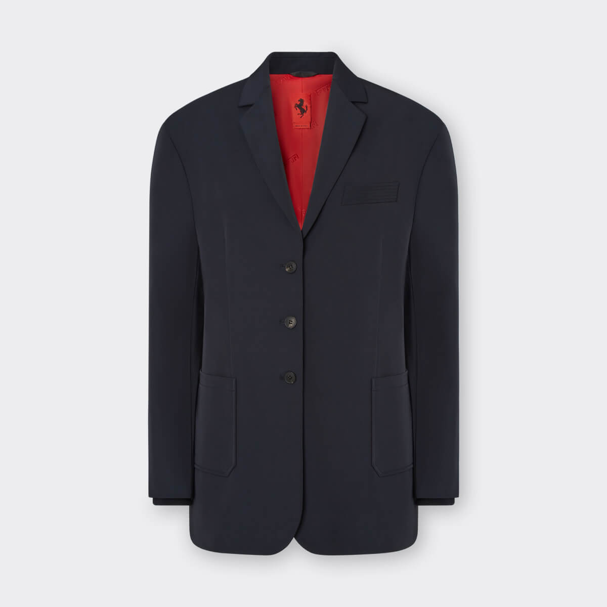 Single-breasted coat in stretch nylon twill with windproof cuffs