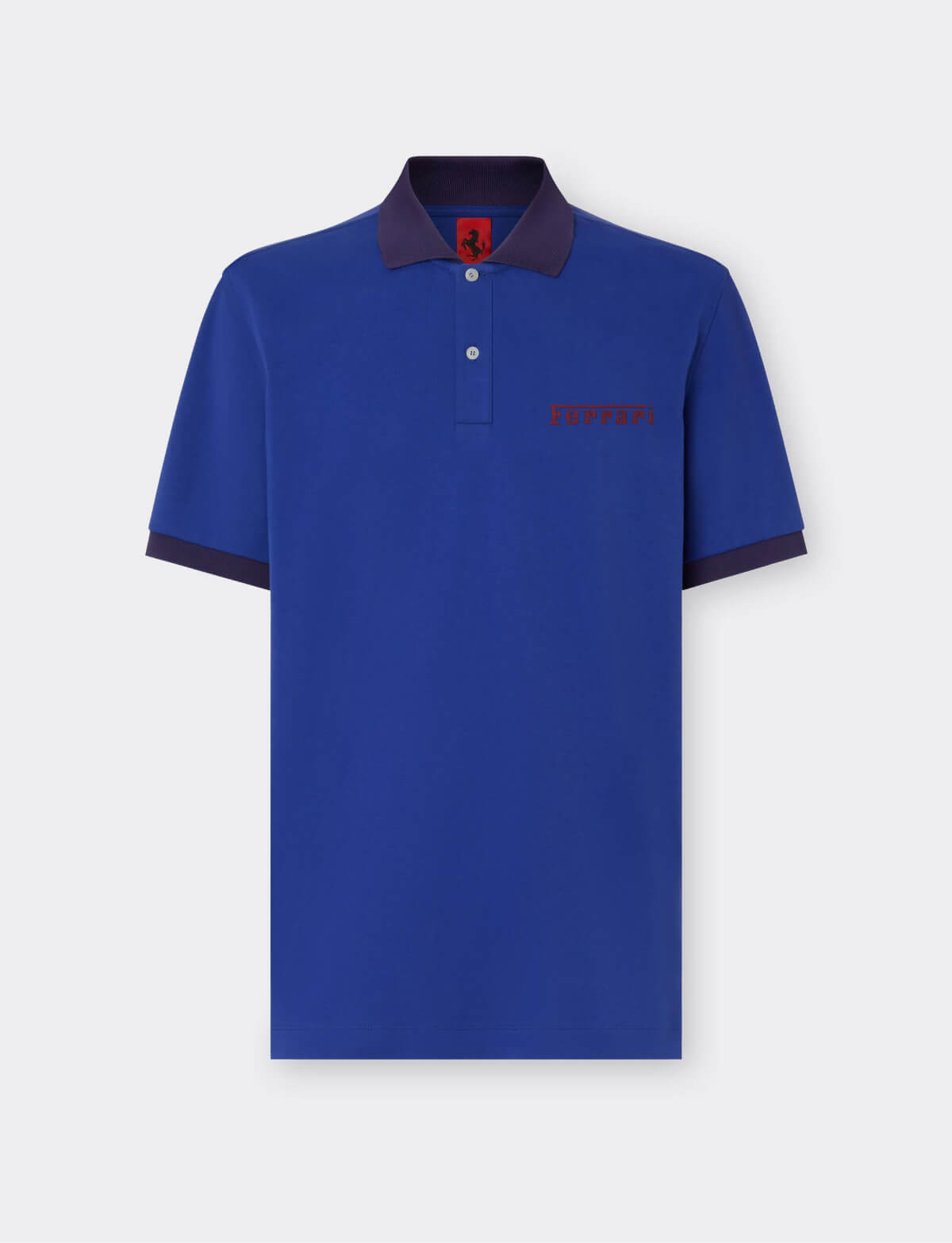 Short-sleeve cotton polo shirt with Ferrari logo