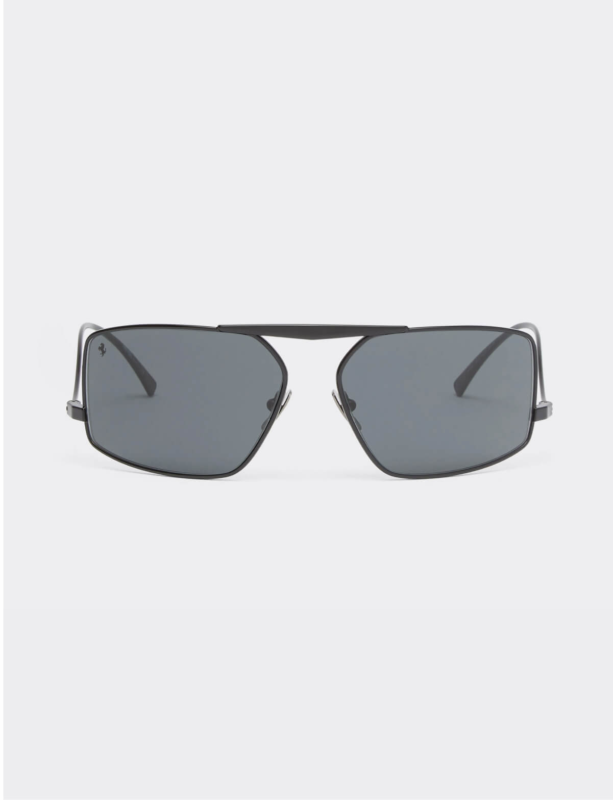 Silver-tone titanium Ferrari sunglasses with green gradient mirrored lenses