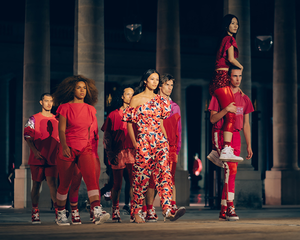 La Horde dance collective wearing pieces from the SS21 collection during the Isabel Marant SS21 fashion show at Palais Royal